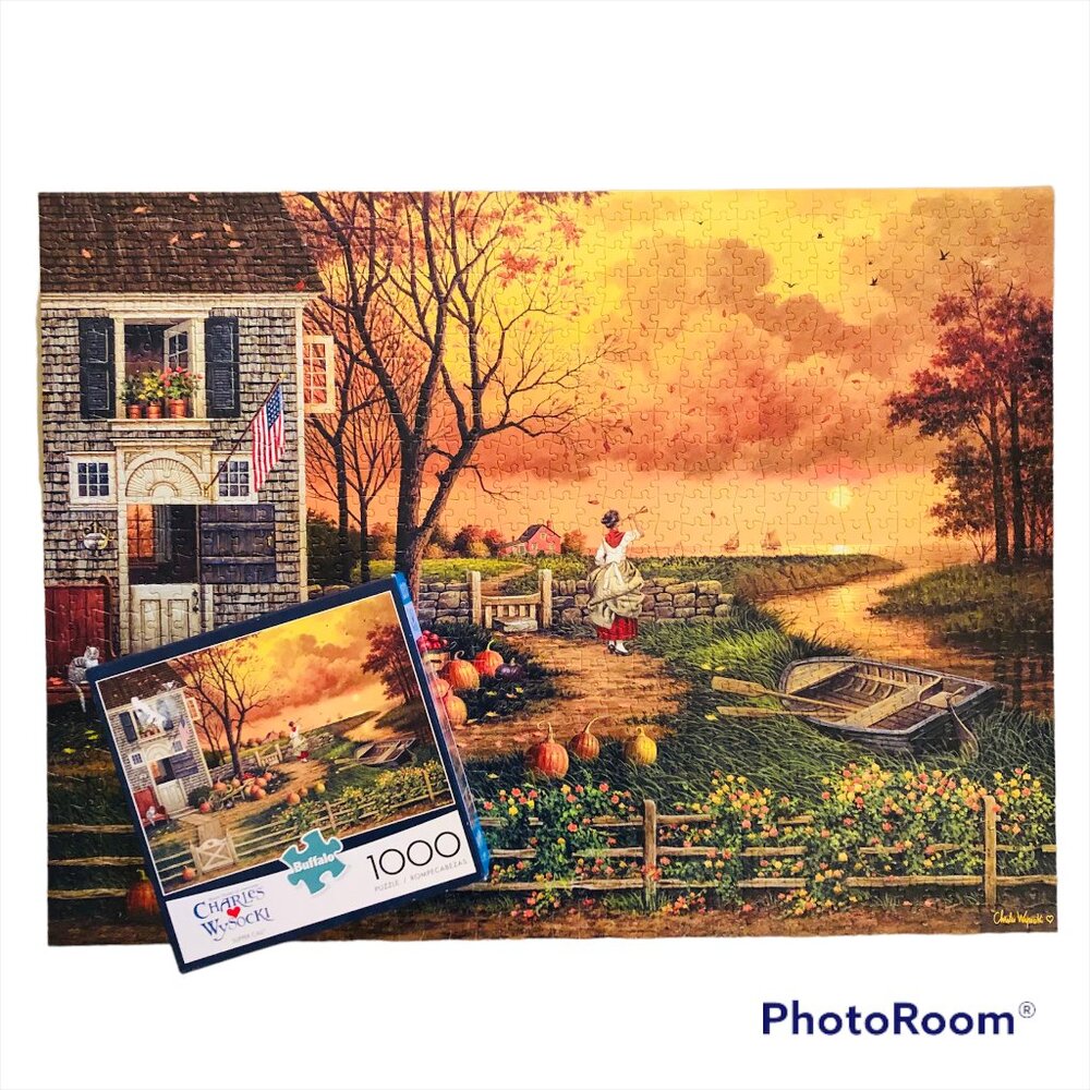 COMPLETE Charles Wysocki Supper Call 1000 Pc Puzzle Nautical Cottagecore Autumn